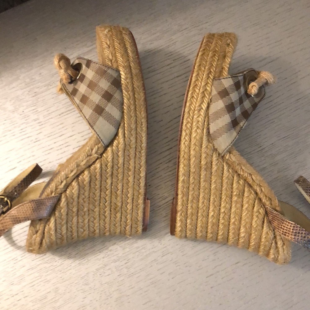 BURBERRY Plaid Espadrille Wedge Sandals Size 7 - Picture 6 of 16
